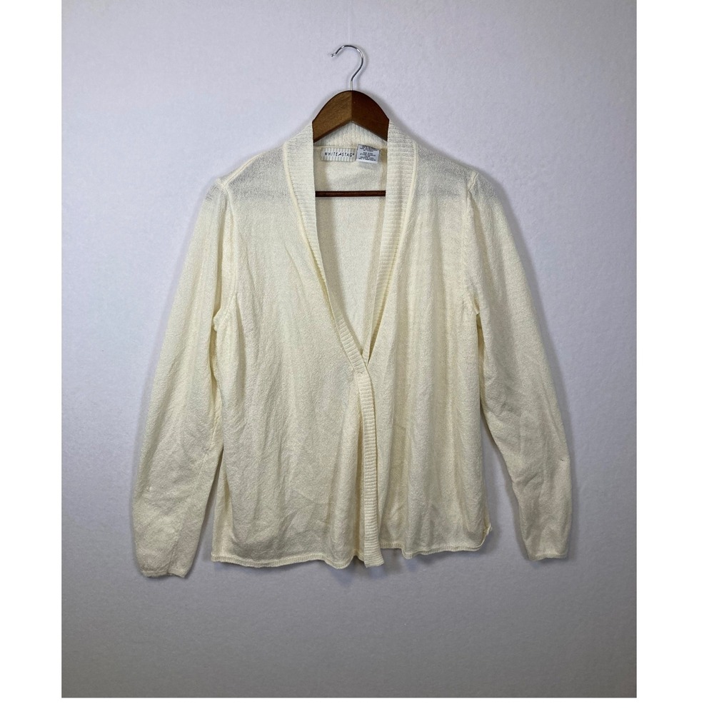 White Stag Womens XL Ivory Open Front Cardigan Sweater Shawl Collar‎ Lightweight